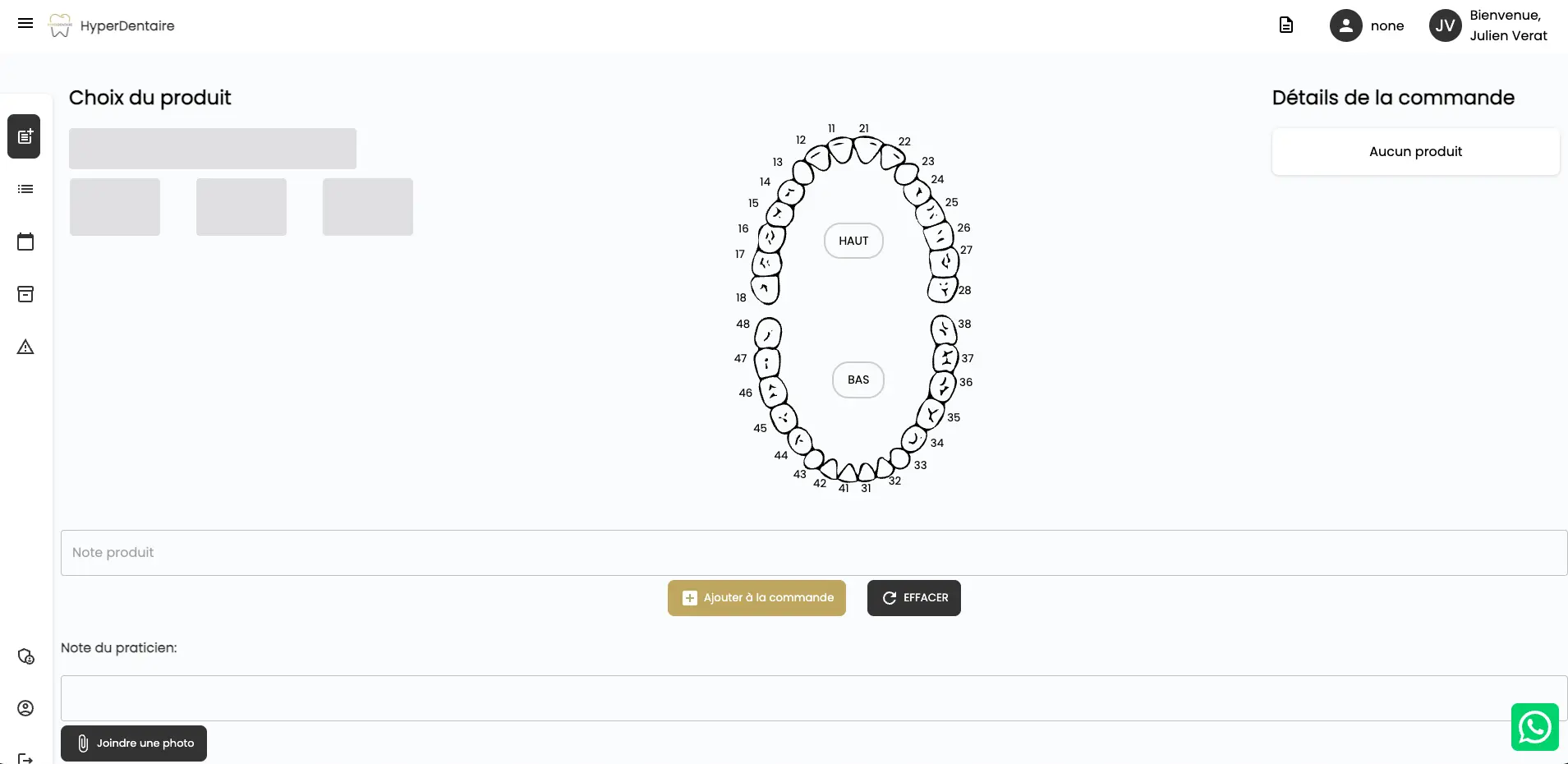 Prise de commande en ligne